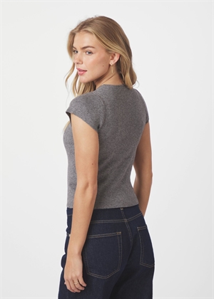 Tirra knit tee Dark Grey Melange Neo Noir 